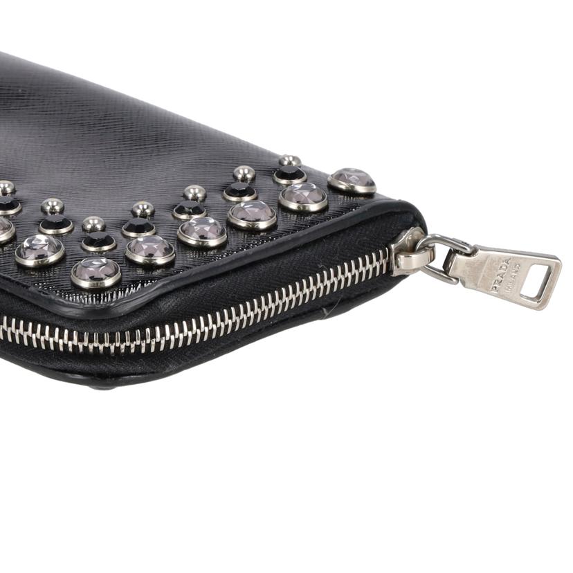 PRADA プラダ/ビジューラウンドファスナー長財布/ブラック/1M0506//164/ABランク/18