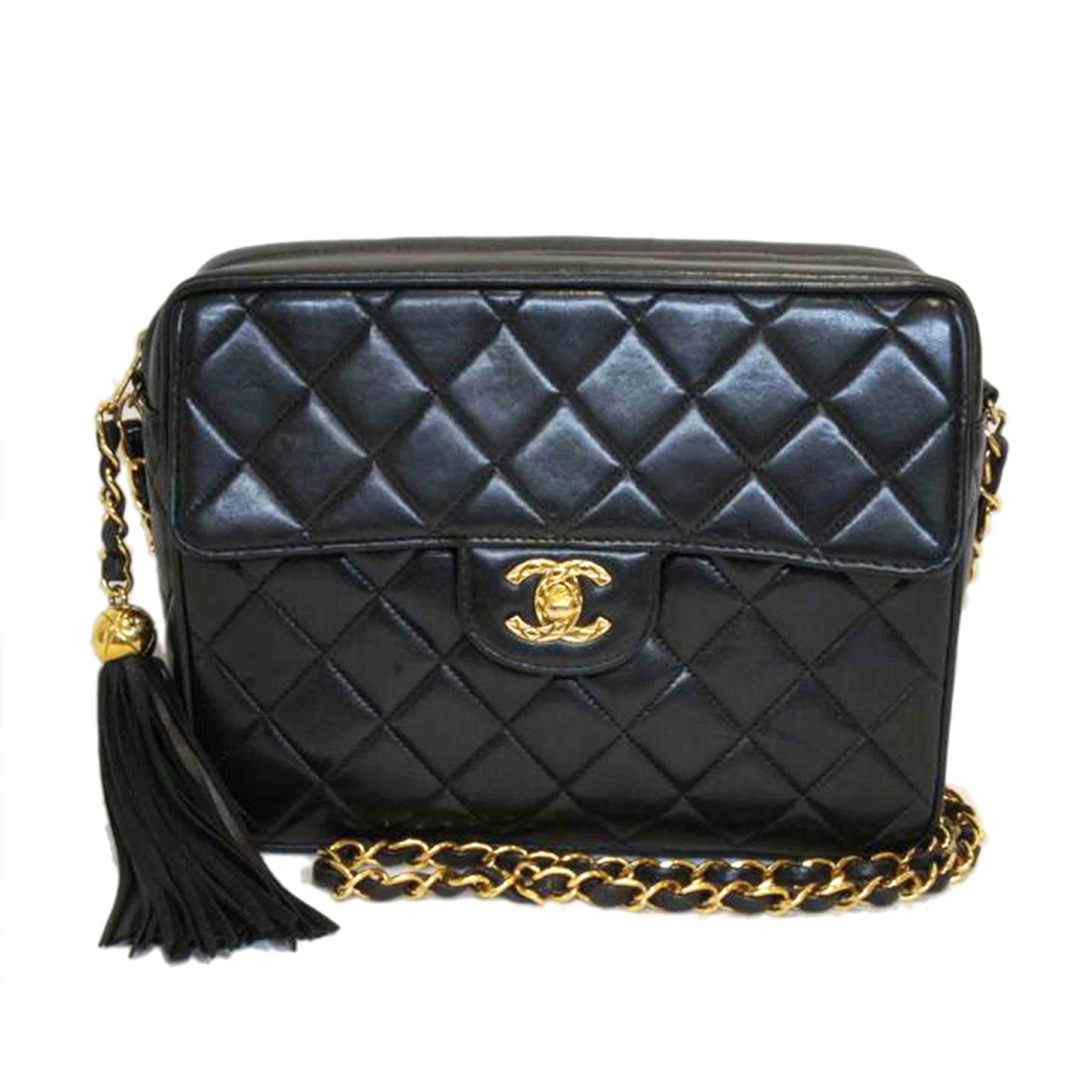 CHANEL シャネル/ビジューココフリンジチェーンショルダーラムスキン//315****/ABランク/92