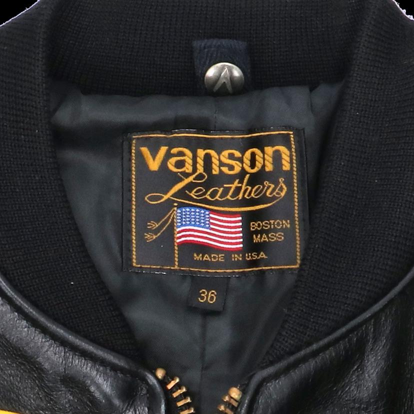 VANSON バンソン/ワッペン/レザースタジャン/ブラックUSA製/55100//Aランク/18