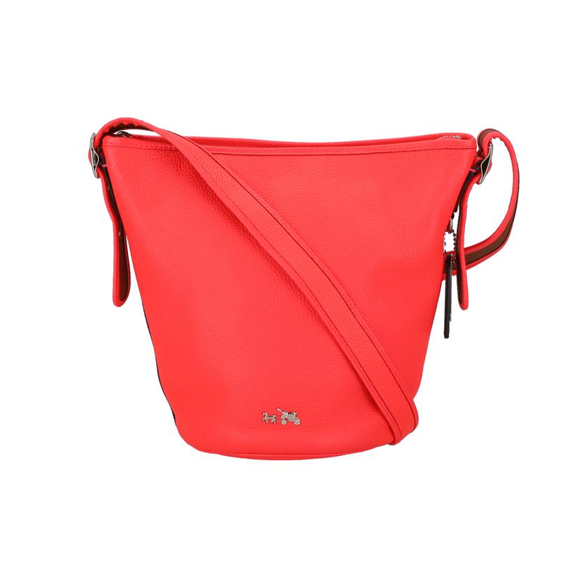 COACH コーチ/ダフルレザーショルダーバッグ/ネオンピンクオレンジ系//Aランク/18