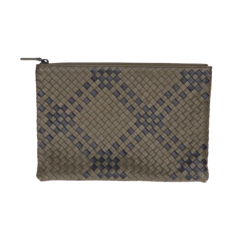 BOTTEGA VENETA ボッテガヴェネタ/イントレチャートクラッチバッグ/カーキ×ブラック//B07*******/ABランク/75