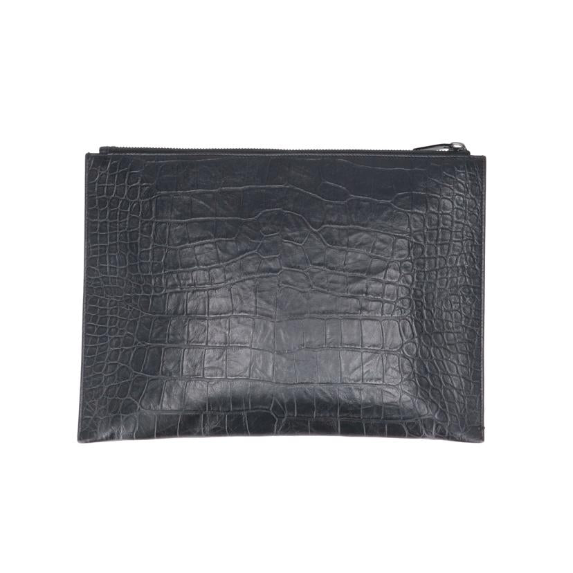 SAINT LAURENT サンローラン/クロコ型押しレザークラッチバッグ/ブラック/453249//101*/ABランク/18