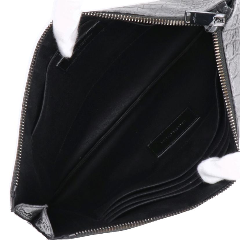 SAINT LAURENT サンローラン/クロコ型押しレザークラッチバッグ/ブラック/453249//101*/ABランク/18