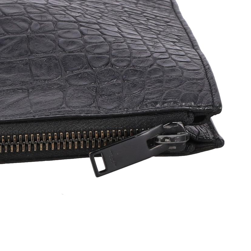 SAINT LAURENT サンローラン/クロコ型押しレザークラッチバッグ/ブラック/453249//101*/ABランク/18