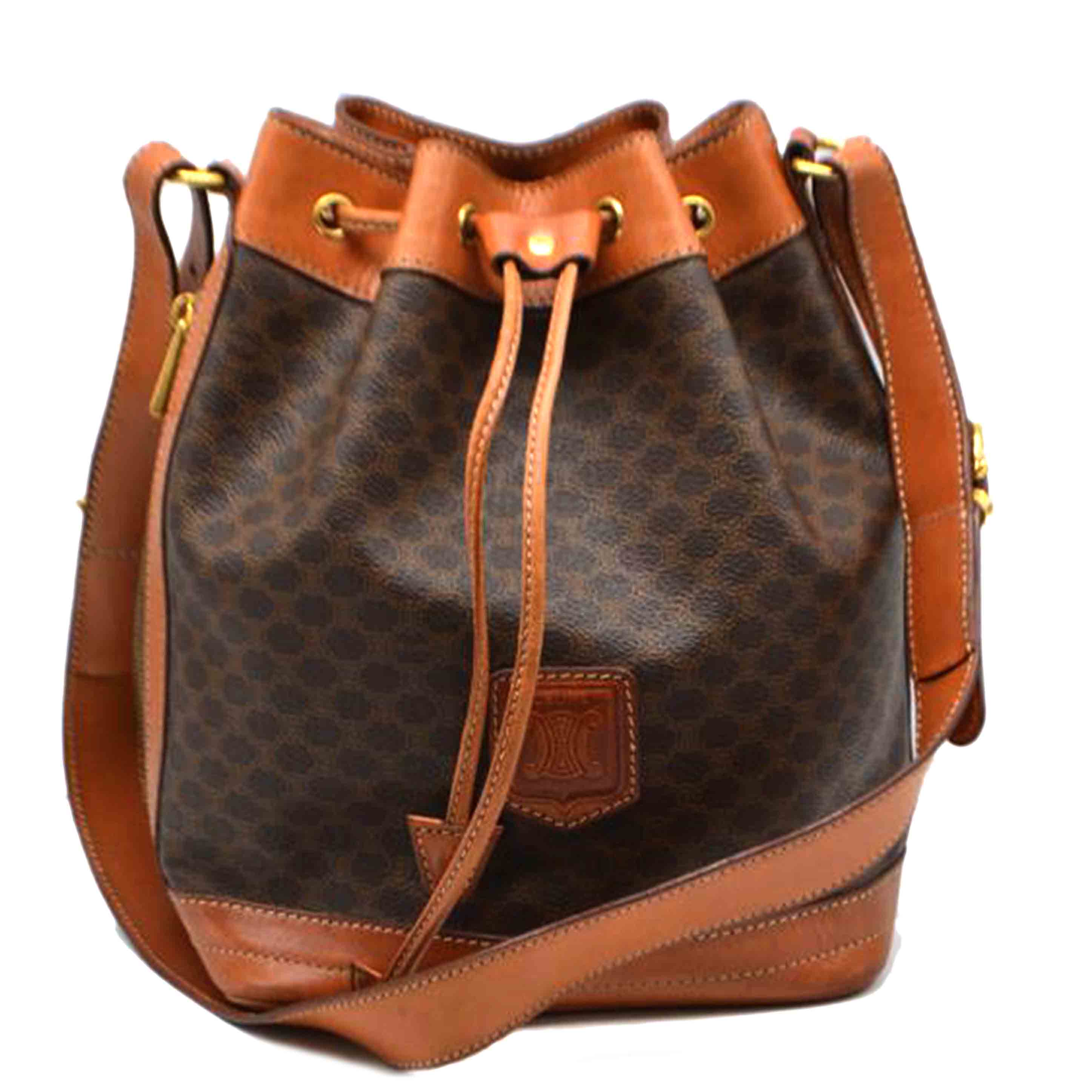 CELINE CELINE/マカダムラインドローストリングレザーショルダー//M94/Bランク/89