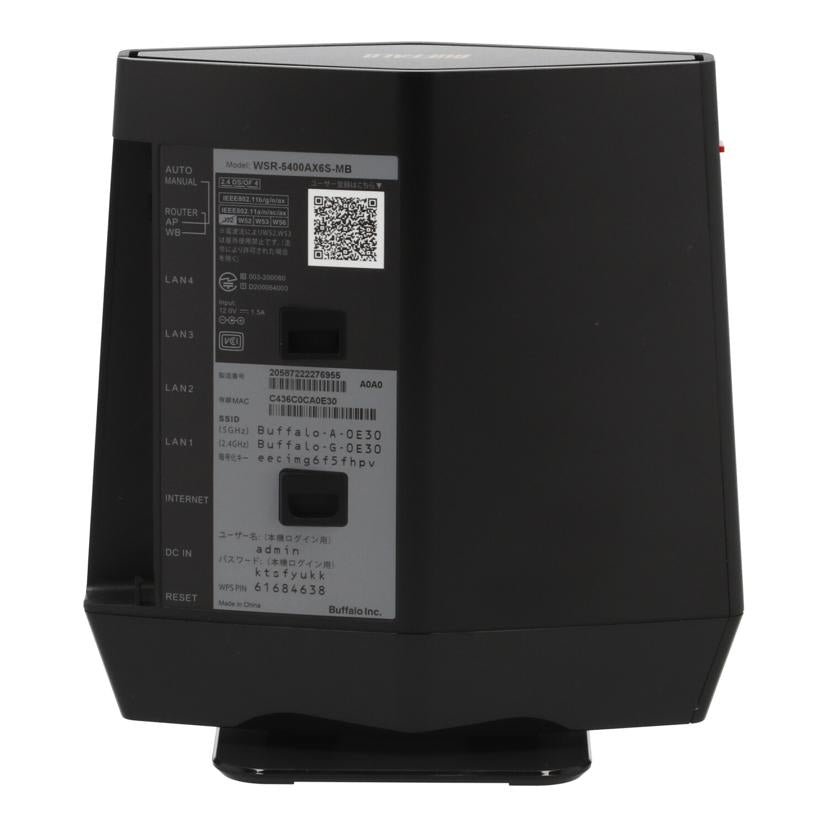 BUFFALO バッファロー /無線LANルーター/WSR-5400AX6S-MB//20587222276955/Bランク/81