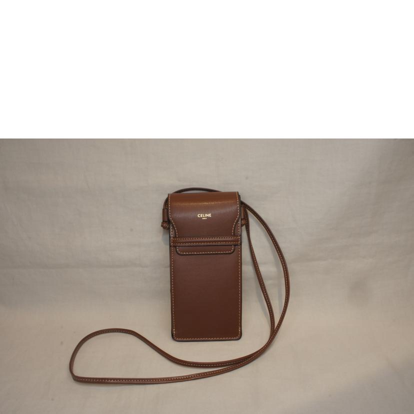 CELINE セリーヌ/レザーポシェットフォンホルダーブラウン//Aランク/92