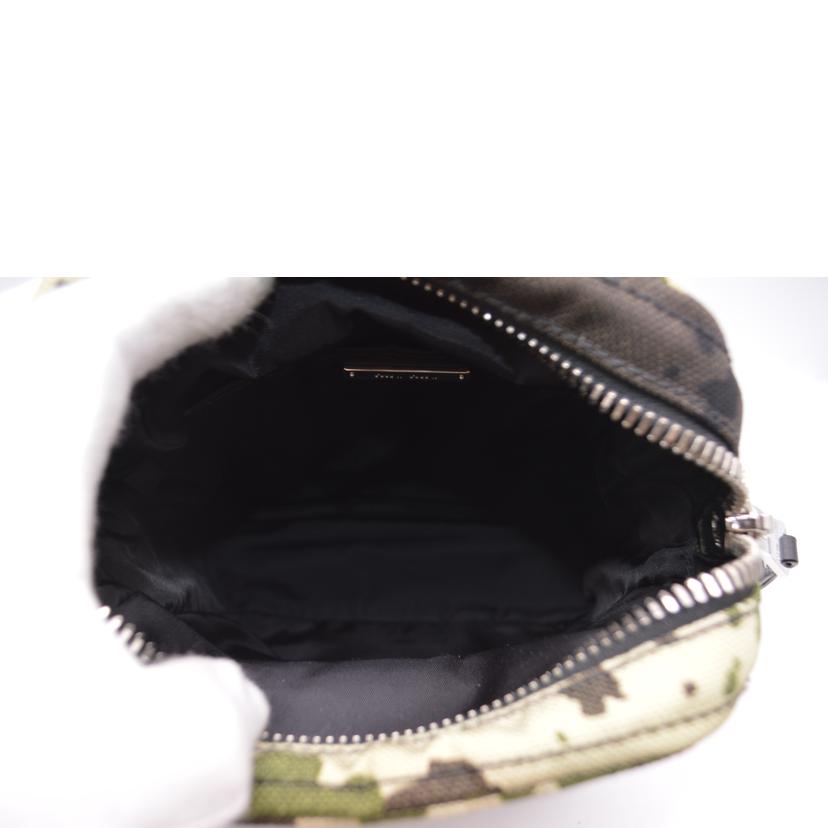 miu miu ミュウミュウ/カモフラージュキャンバスレザーショルダー/カーキ/5BH158//58/Aランク/89