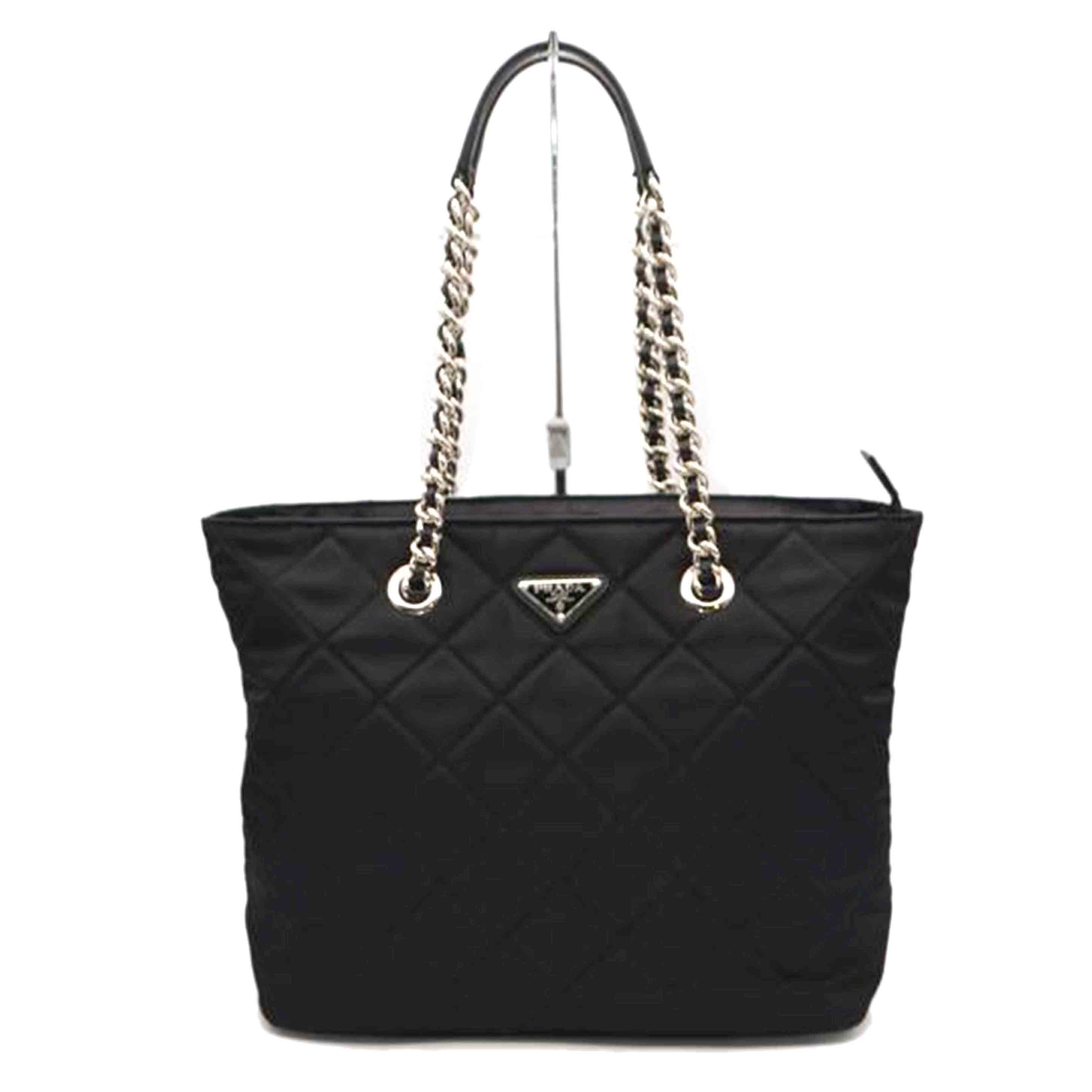 PRADA プラダ/テスートキルティングナイロンチェーンレザートート/ネロ/1BG017//158**/SAランク/89