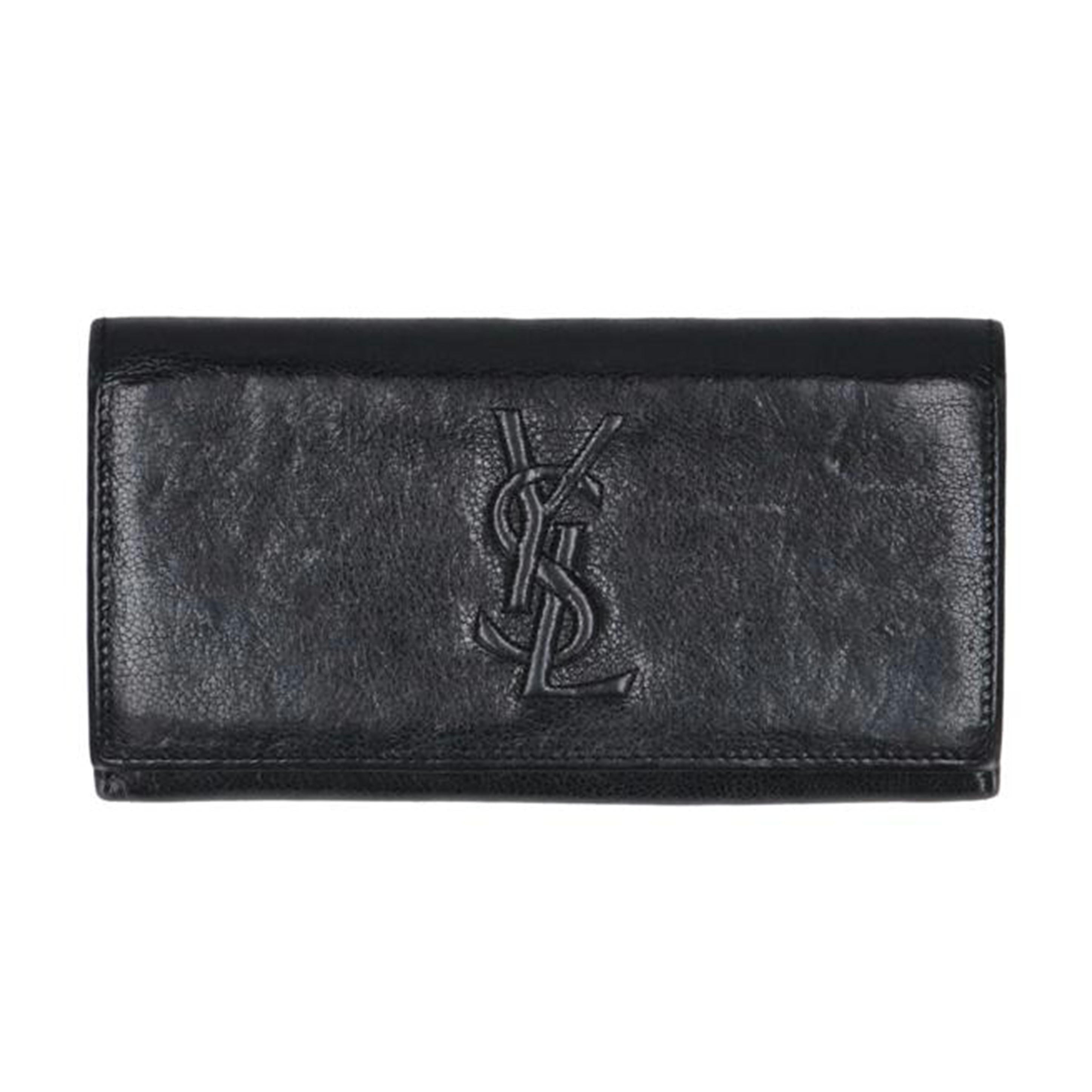 YVES SAINT LAURENT イヴサンローラン/ロゴ二つ折り長財布/ブラック//ABランク/18