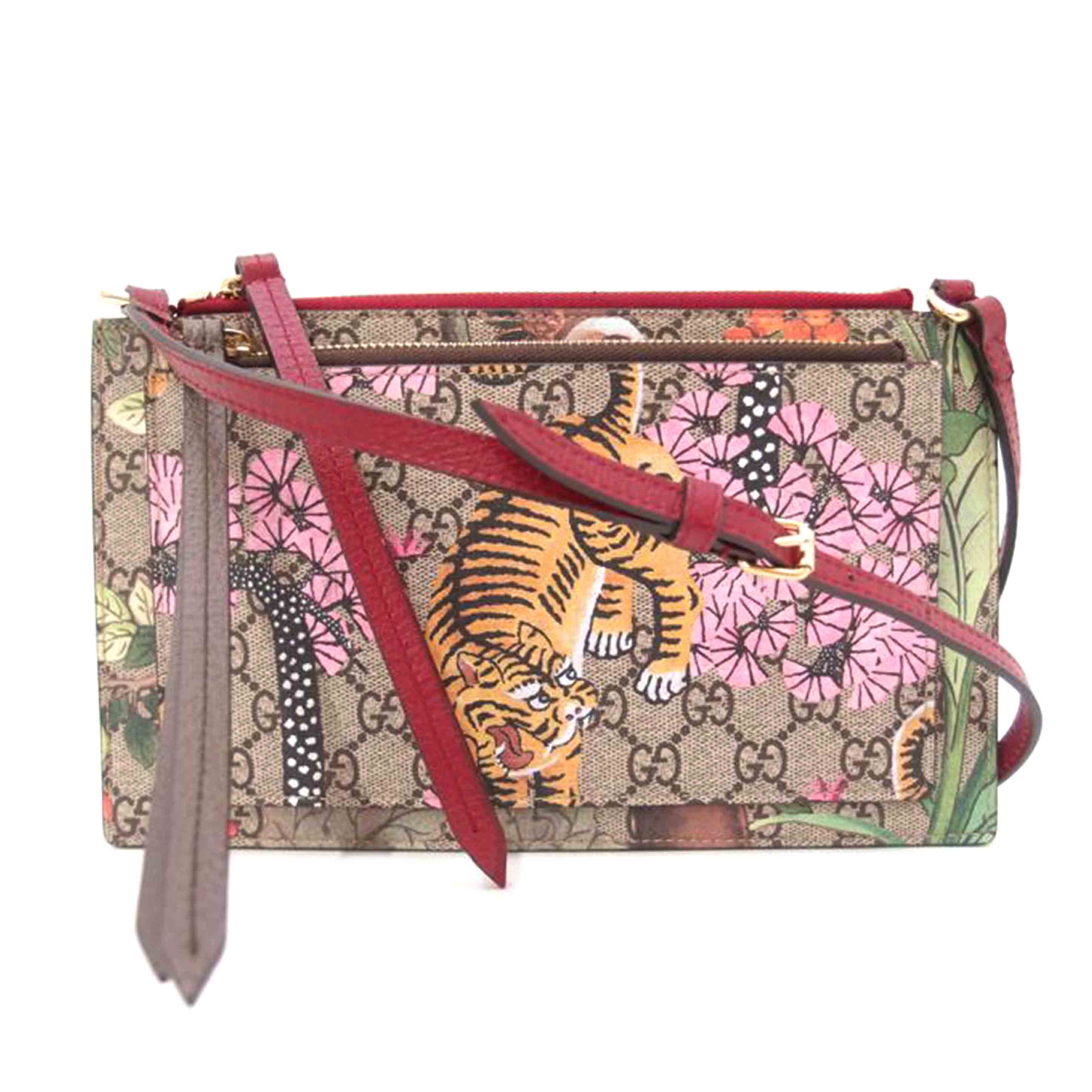 GUCCI グッチ/ベンガルタイガーGGスプリームショルダー/レッド/454111//493***/Aランク/69