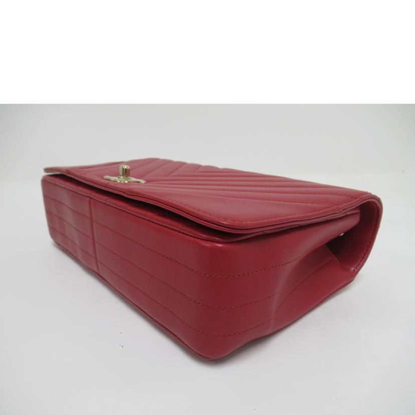 CHANEL シャネル/Vステッチチェーンショルダー/レッド//282***********/Aランク/69