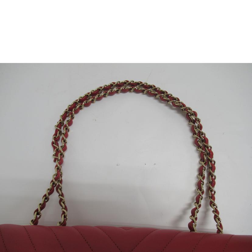 CHANEL シャネル/Vステッチチェーンショルダー/レッド//282***********/Aランク/69