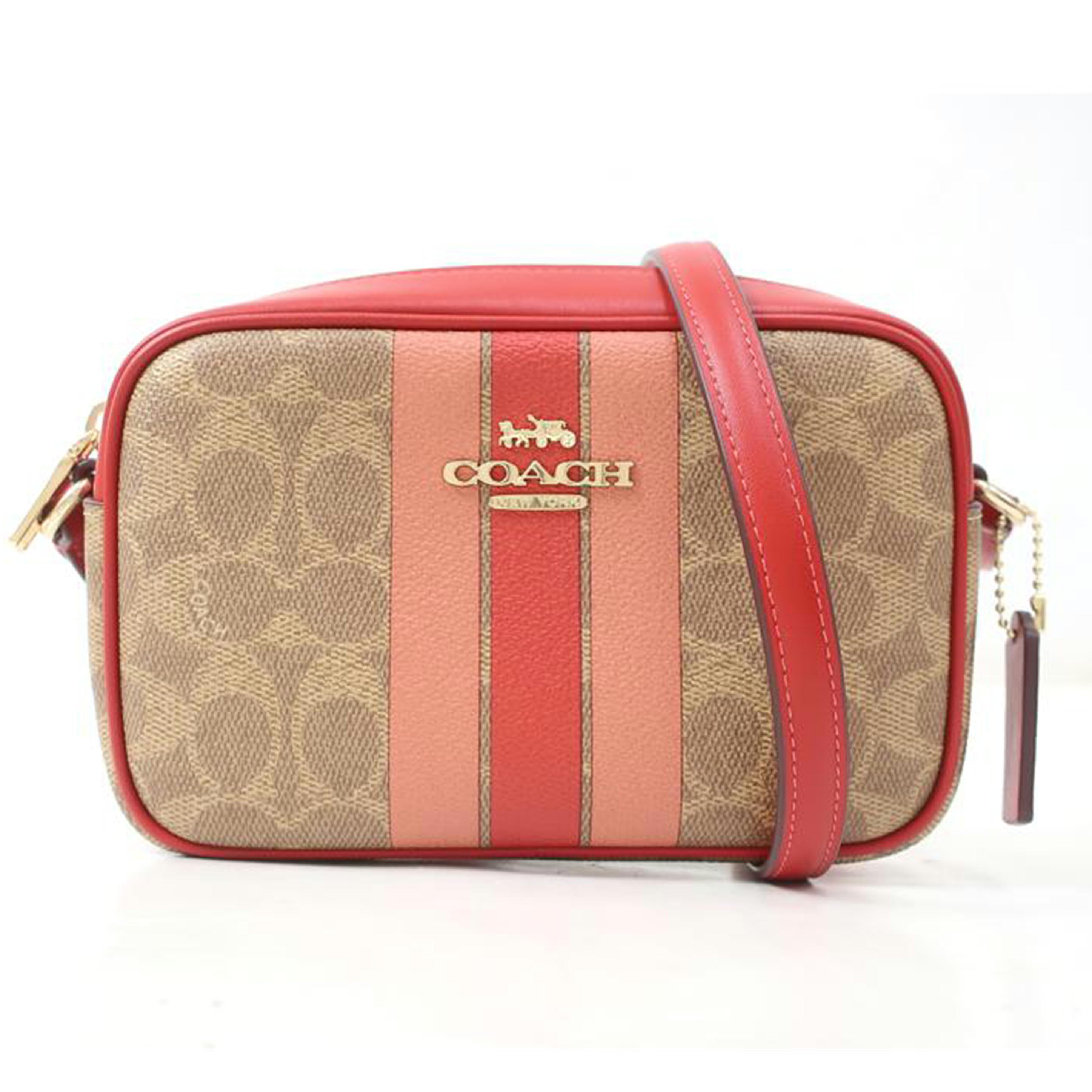 COACH コーチ/ミニ ジェイミー カメラバッグ・シグネチャー キャンバス・ストライプ ショルダーバック/CAQ-42//Aランク/65