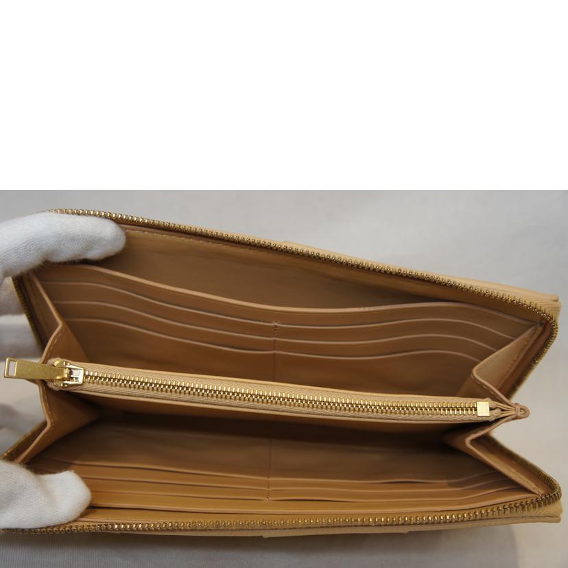 BOTTEGA VENETA ボッテガヴェネタ/マキシイントレチャート/ラウンドファスナー/レザー/ベージュ//ABランク/92