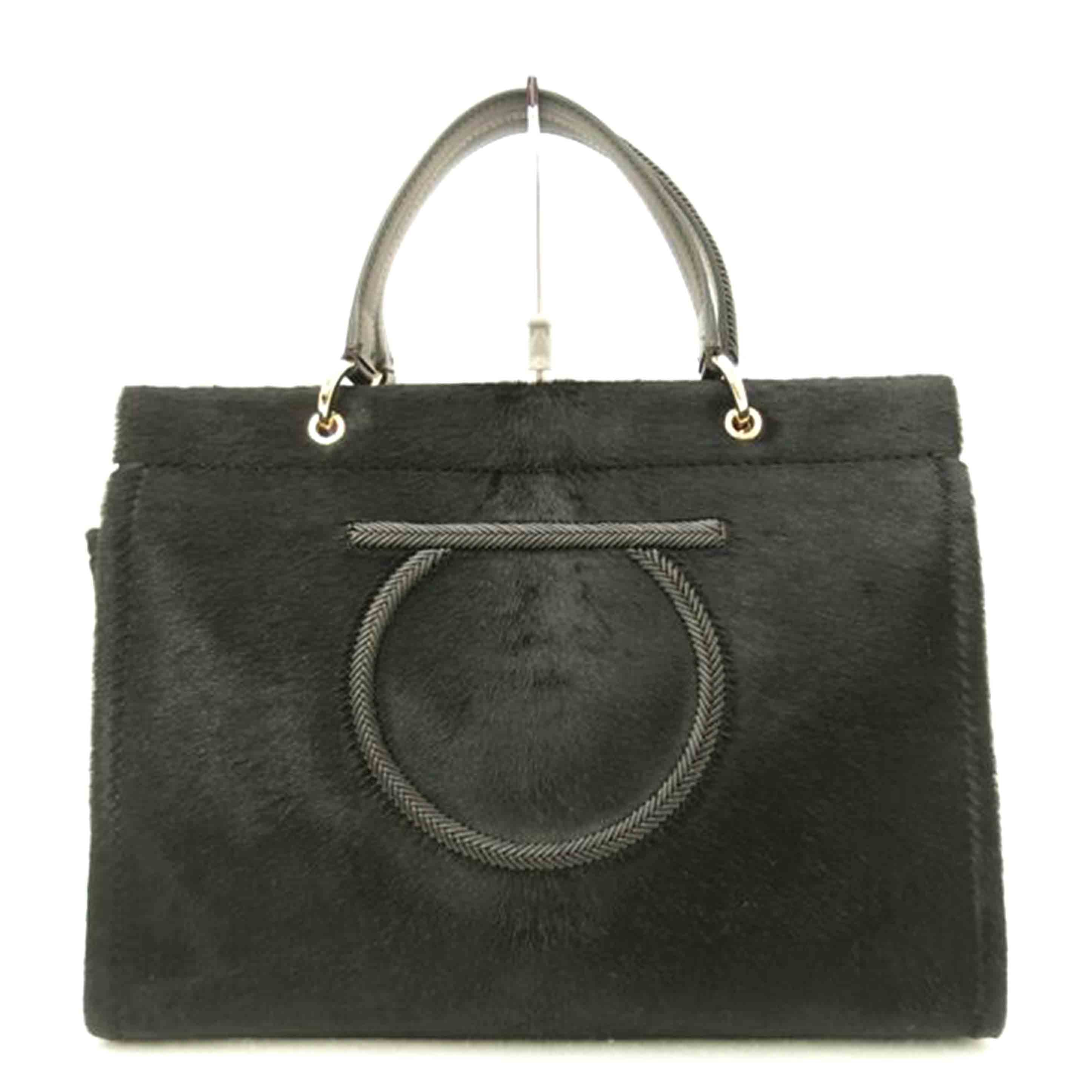 Ferragamo フェラガモ/ガンチーニハラコ2wayトート/ブラック/21 H237//SAランク/69