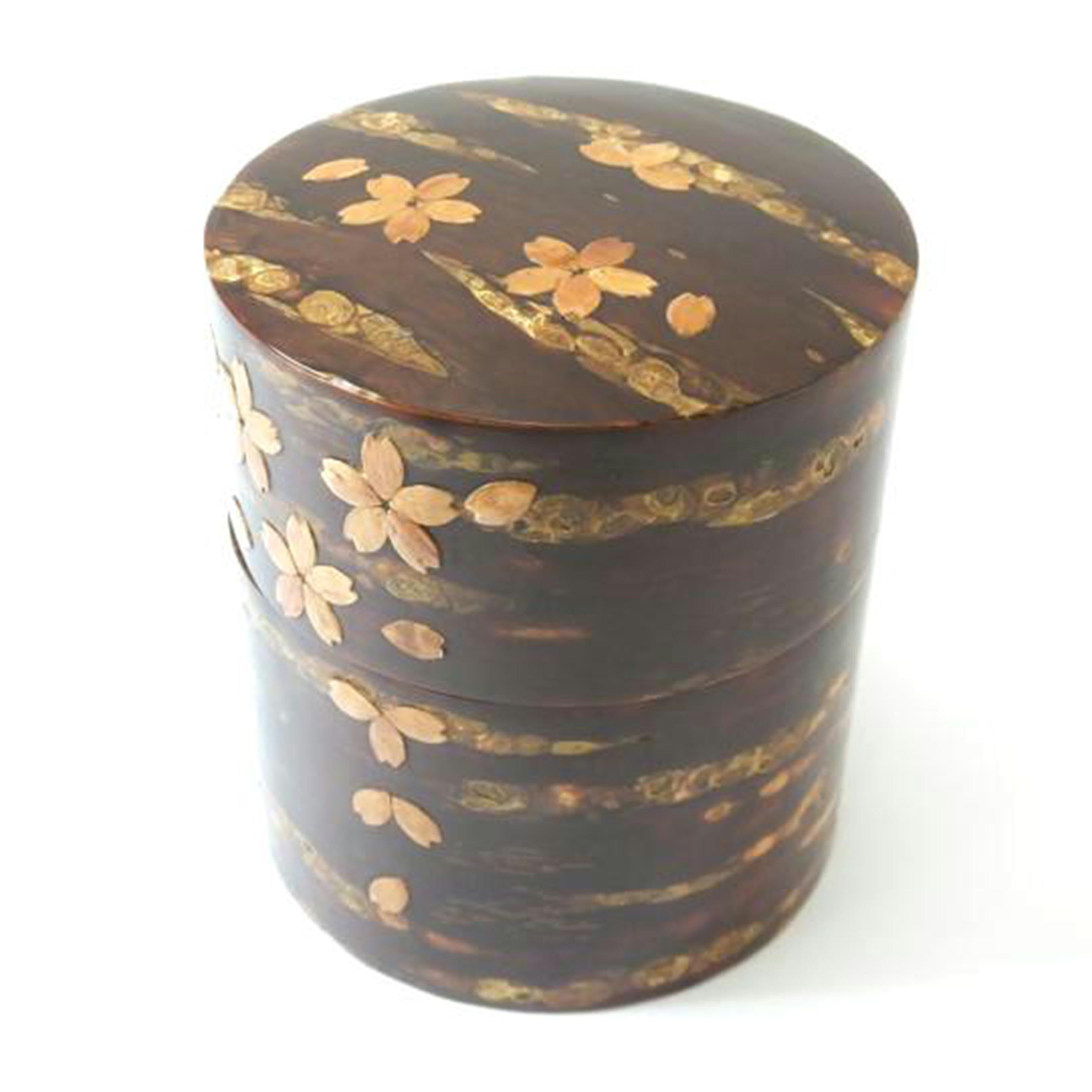 藤木伝四郎商店/総皮茶筒(平)散花/30280//Aランク/88