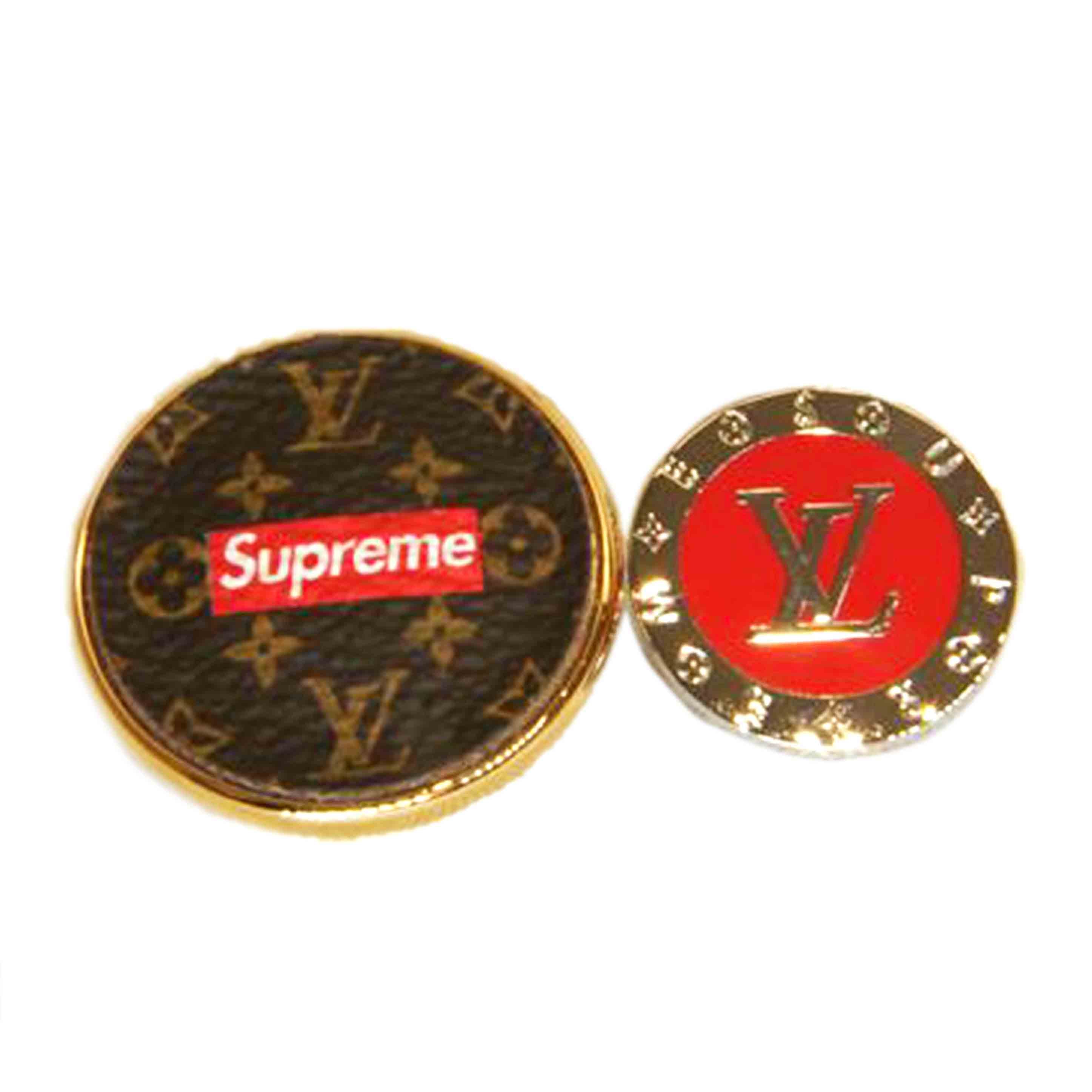 LV ルイヴィトン/Supremeコラボピンバッチ2点セット/MP2076//RM0***/Aランク/92