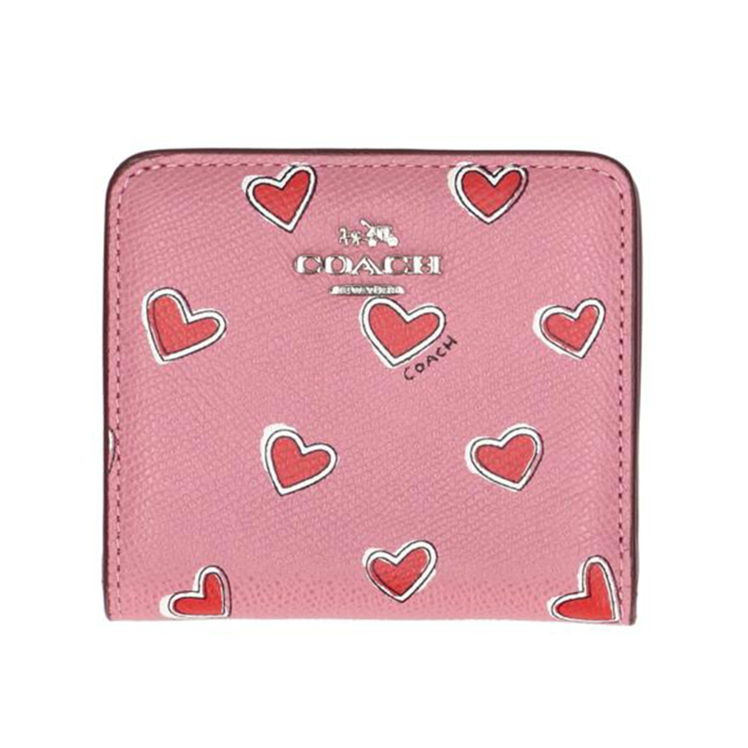 COACH コーチ/クロスグレンレザーハート/二つ折り財布/ピンク/52930//J14**/Aランク/18