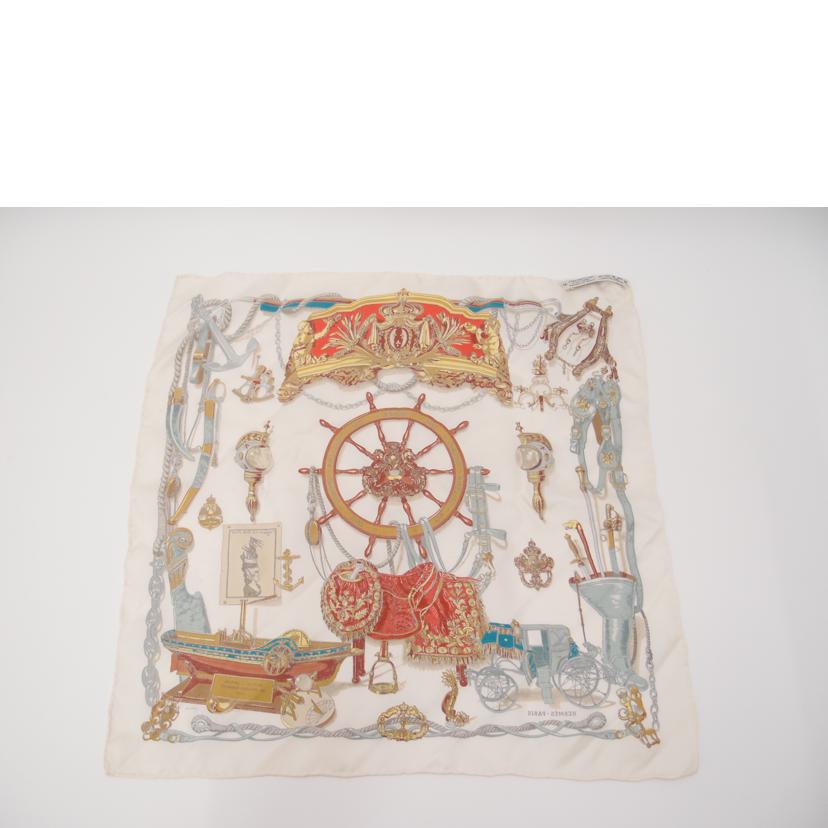 HERMES エルメス/カレ45/博物館美術館/ホワイト//Aランク/69