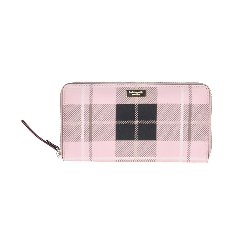 kate spade ケイトスペード/PVCラウンドファスナー長財布/チェック柄/ピンク/WLRU2512//Aランク/18