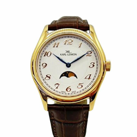KARL LEIMON カルレイモン/カルレイモン/ムーンフェイズ/クォーツ/レザーベルトブラウン//Aランク/75