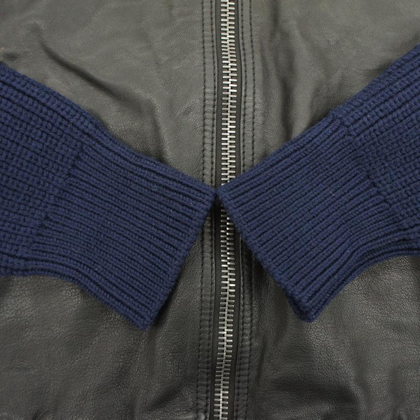 COACH コーチ/レザー切替ニットジャケット/ブラック×ネイビー//Aランク/18