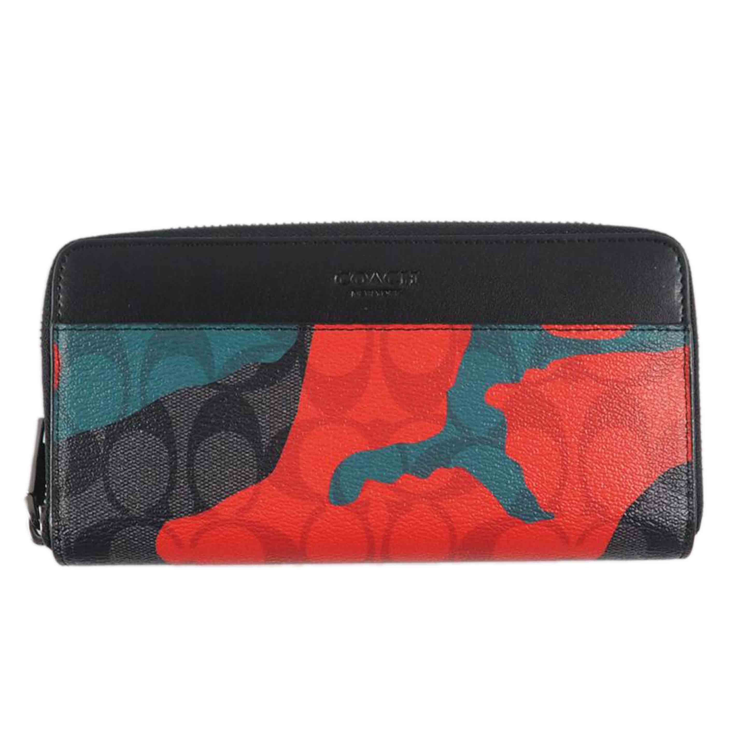 COACH コーチ/ラウンドファスナー長財布/シグネチャーカモフラプリント/マルチ黒赤/87189//ABランク/79