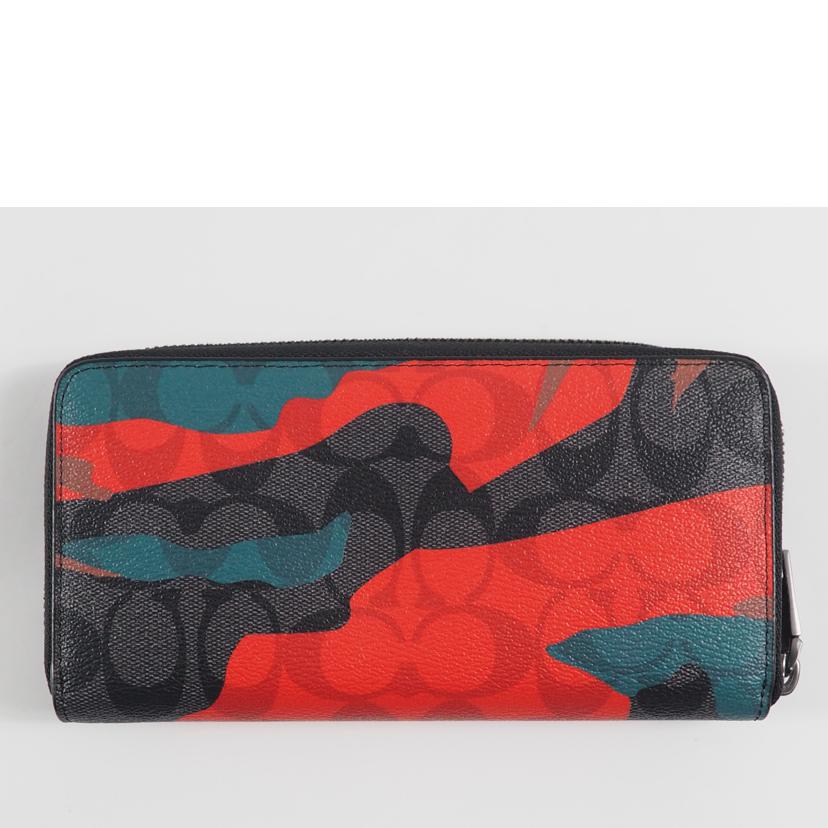 COACH コーチ/ラウンドファスナー長財布/シグネチャーカモフラプリント/マルチ黒赤/87189//ABランク/79