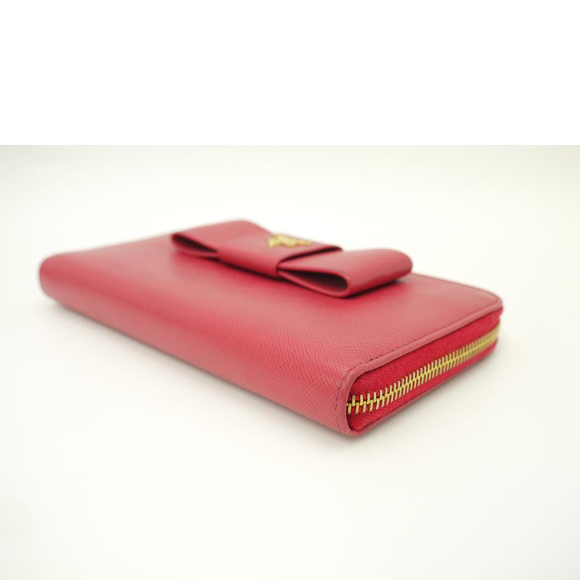 PRADA/リボンラウンドファスナー長財布/ピンク//12/ABランク/69