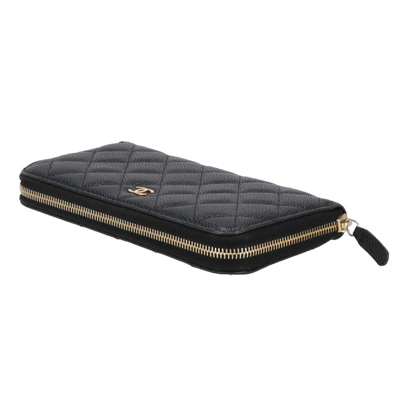 CHANEL シャネル/キャビアスキンマトラッセラウンドジップウォレット//179*****/ABランク/40