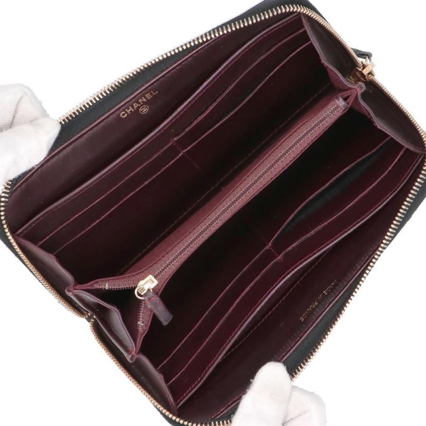 CHANEL シャネル/キャビアスキンマトラッセラウンドジップウォレット//179*****/ABランク/40