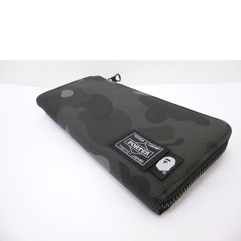 A BATHING APE×PORTER/カモフラ柄ロングウォレット//ABランク/88