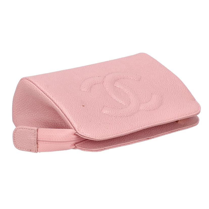 CHANEL シャネル/ココマーク/キャビスキン/コスメポーチ/ピンク//991****/Bランク/18