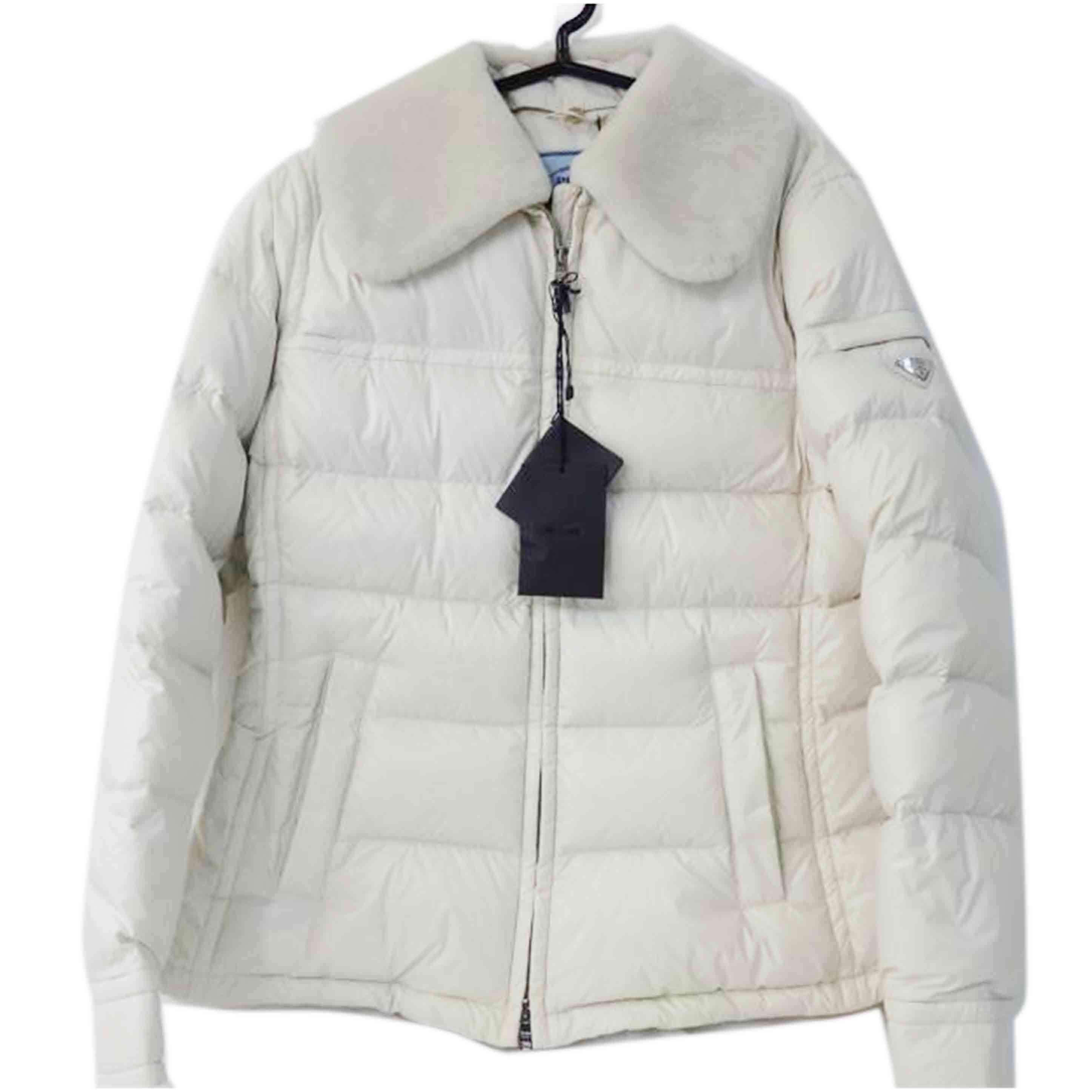 PRADA プラダ/トライアングルロゴ/ダウンジャケット/ファー付き/白/LAVANDA/290796//SAランク/84