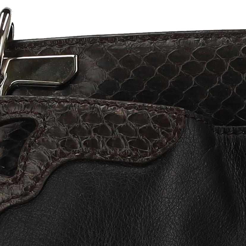 Cartier カルティエ/マルチェロ/パイソンレザーワンショルダーバッグ/ブラック×ダークブラウン//Aランク/18