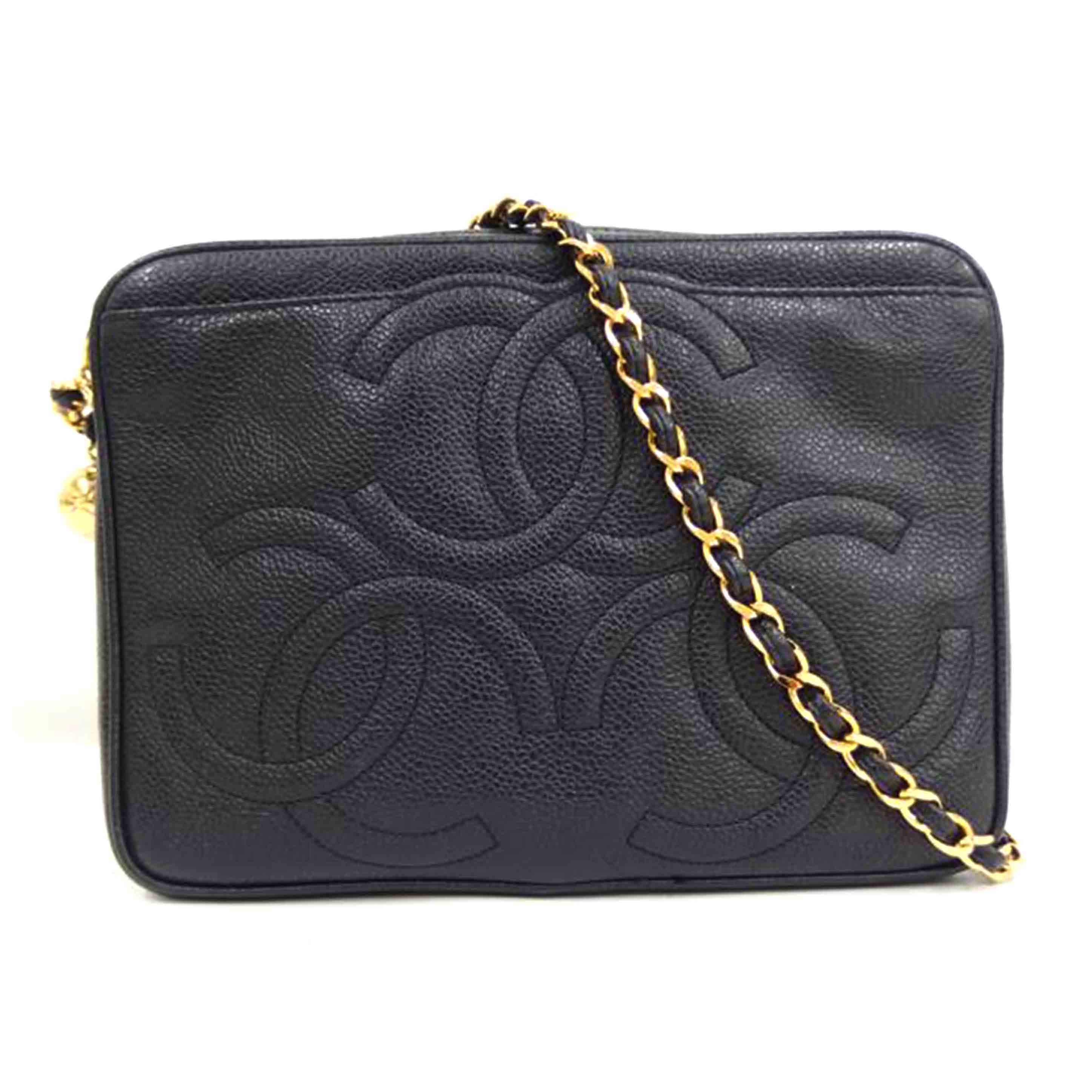 CHANEL シャネル/トリプルココマークチェーンショルダー/キャビア//312****/Aランク/82