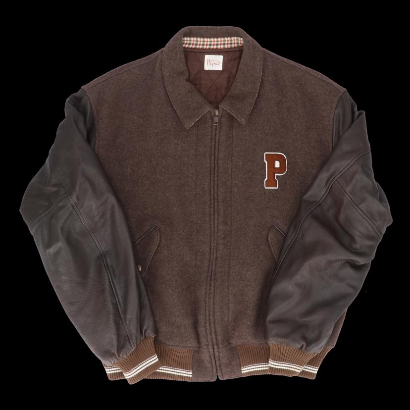 Papas パパス/ヴィンテージ/レザー切替スタジャン/ブラウン//ABランク/18