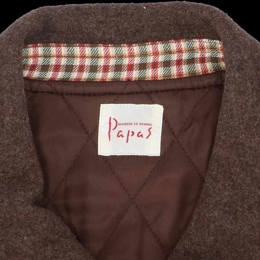 Papas パパス/ヴィンテージ/レザー切替スタジャン/ブラウン//ABランク/18