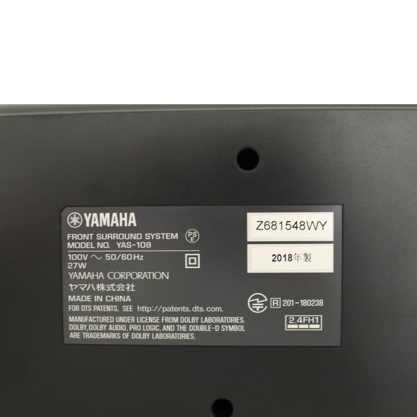 YAMAHA YAMAHA/Bluetoothサウンドバー/YAS-108//Z681548WY/ABランク/69
