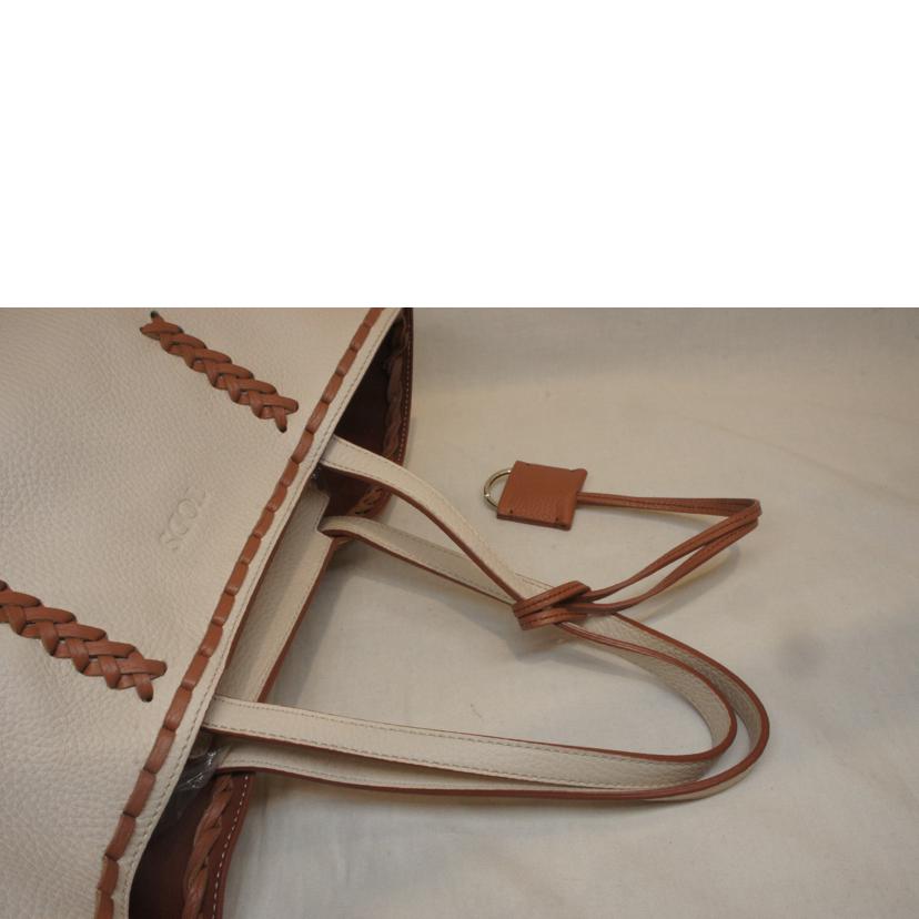 TODS トッズ/レザー編込トートホワイト//Aランク/92