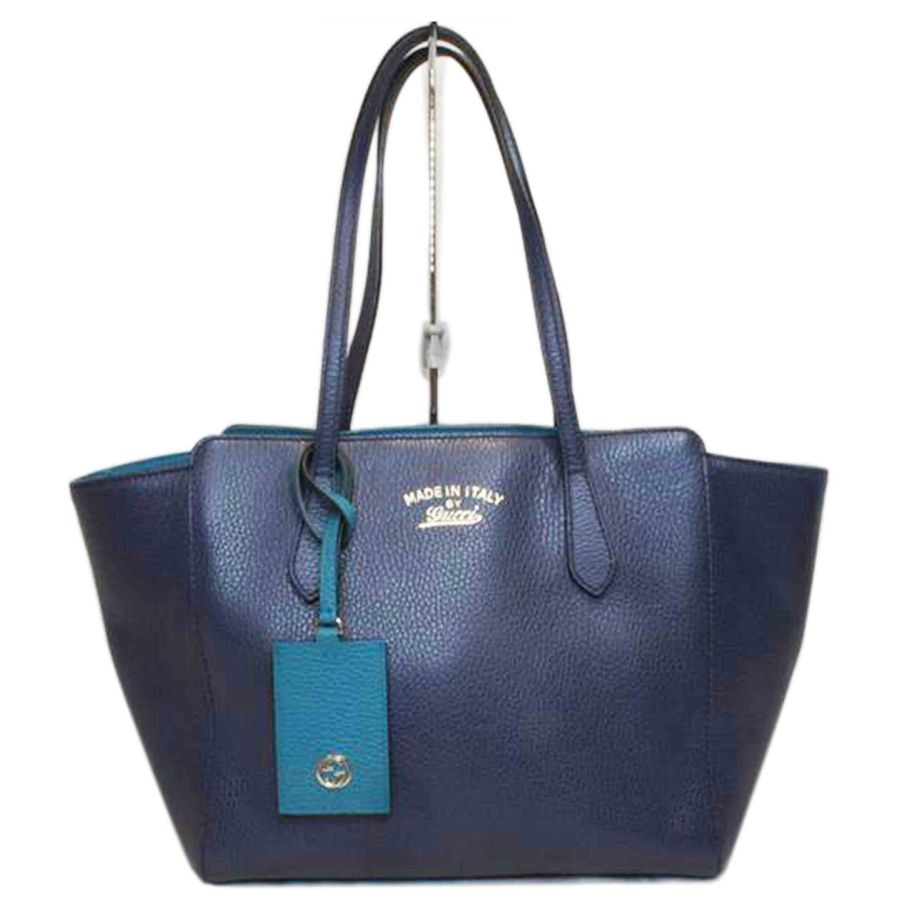 GUCCI グッチ/レザースウィングトートネイビー/354408//520***/Aランク/92