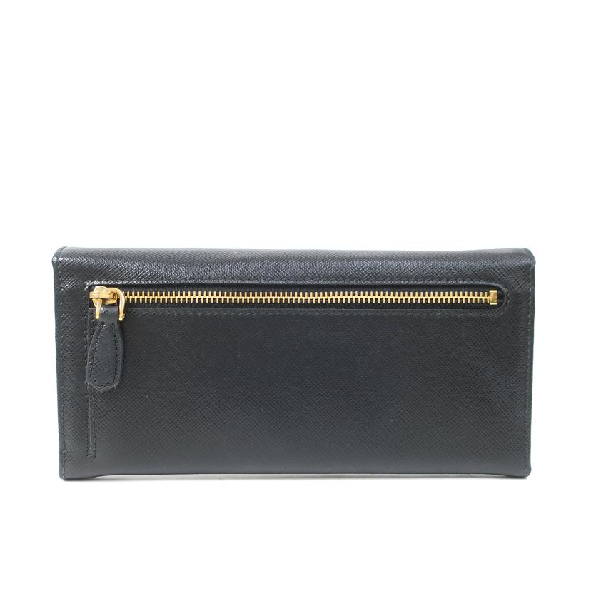 PRADA プラダ/サフィアーノ Wホック レザー長財布 ブラック パスケースなし//ABランク/65