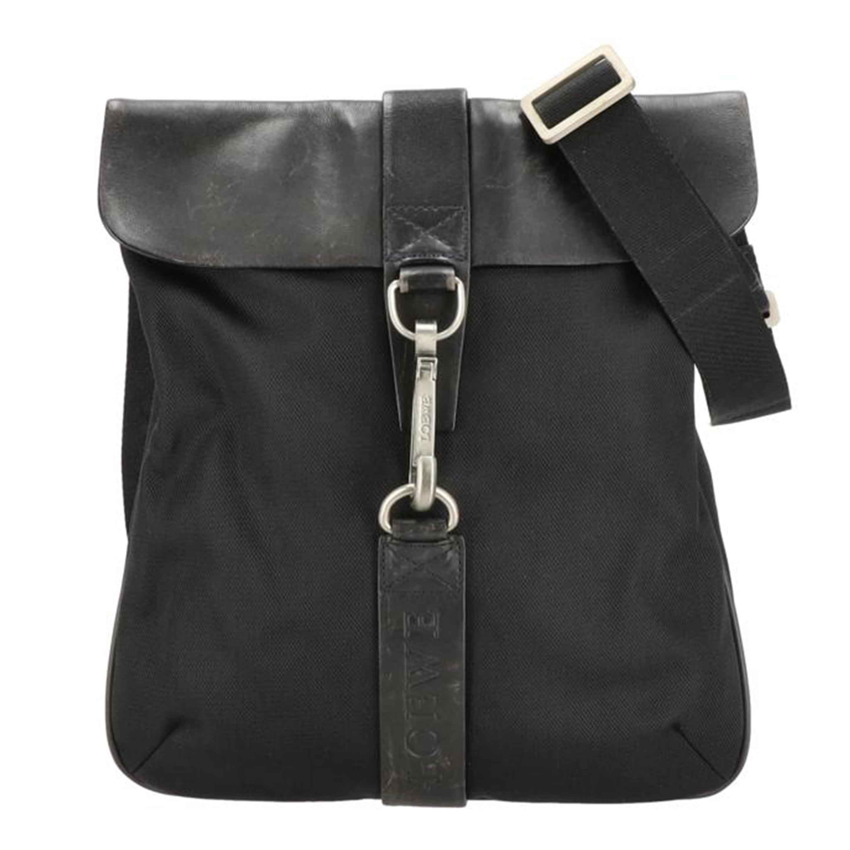 LOEWE ロエベ/レザーフラップ/ショルダーバッグ/ブラック//Bランク/18