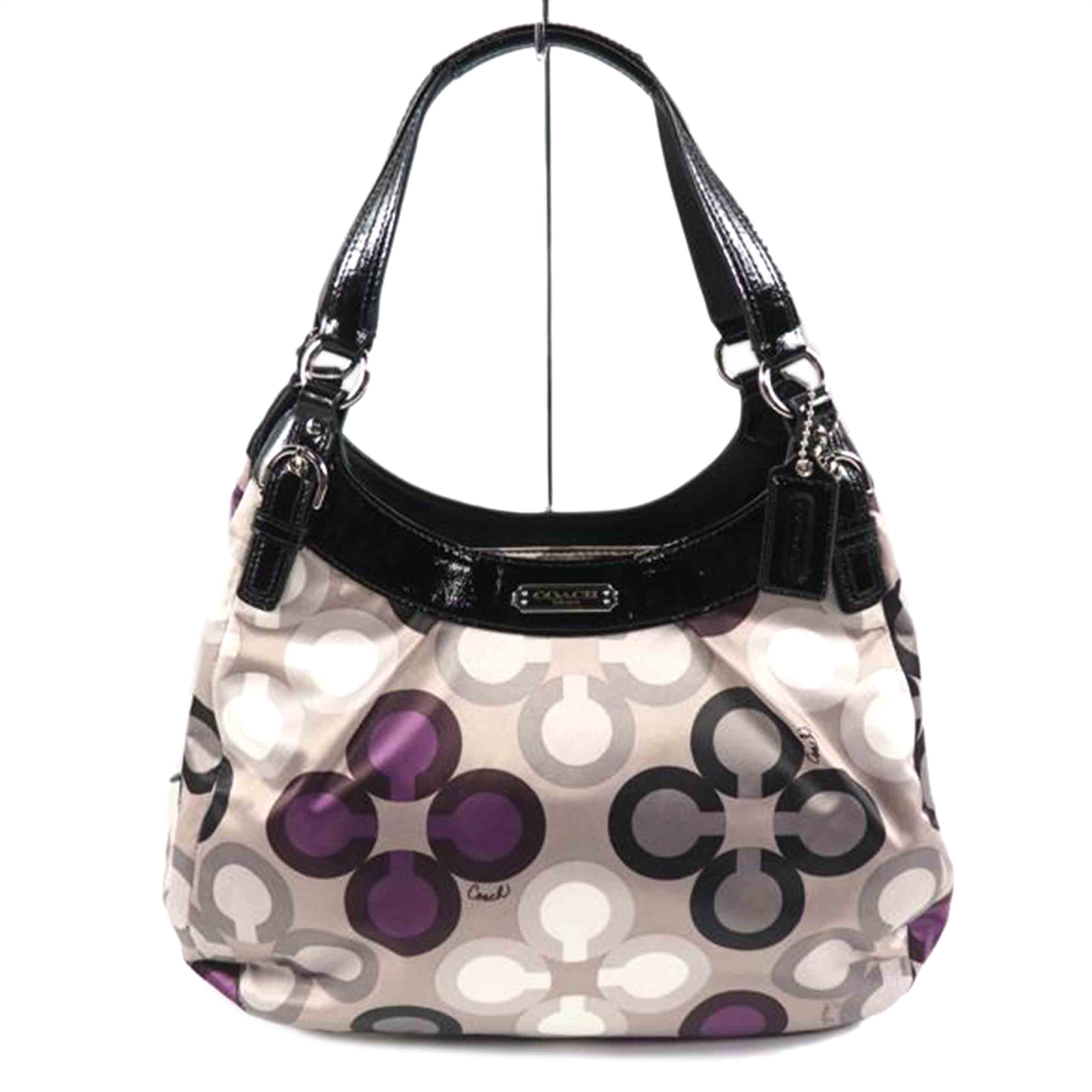 COACH コーチ/ショルダーバッグ/オプアート パテントレザー/マルチ黒/F19834//ABランク/79