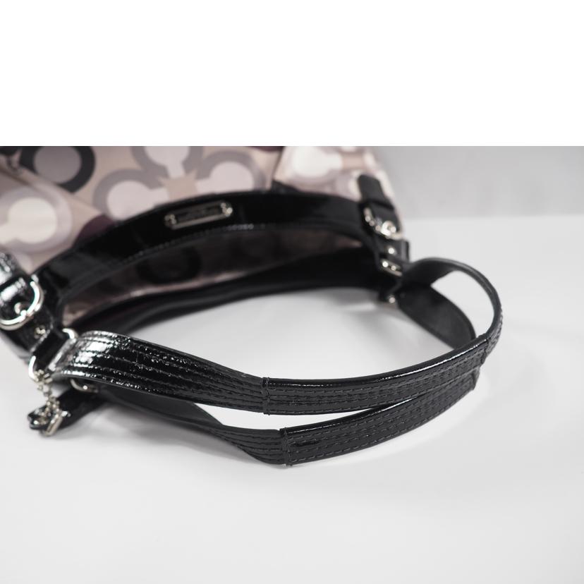 COACH コーチ/ショルダーバッグ/オプアート パテントレザー/マルチ黒/F19834//ABランク/79