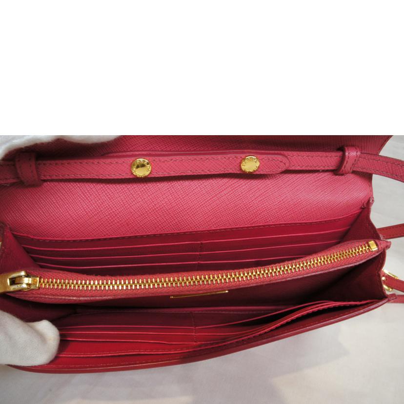 PRADA プラダ/サフィアーノレザーピンクショルダーウオレット/1M1437//Aランク/92