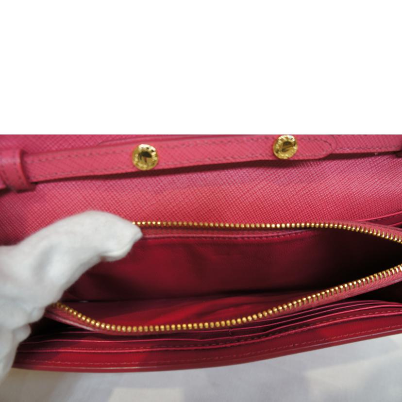 PRADA プラダ/サフィアーノレザーピンクショルダーウオレット/1M1437//Aランク/92