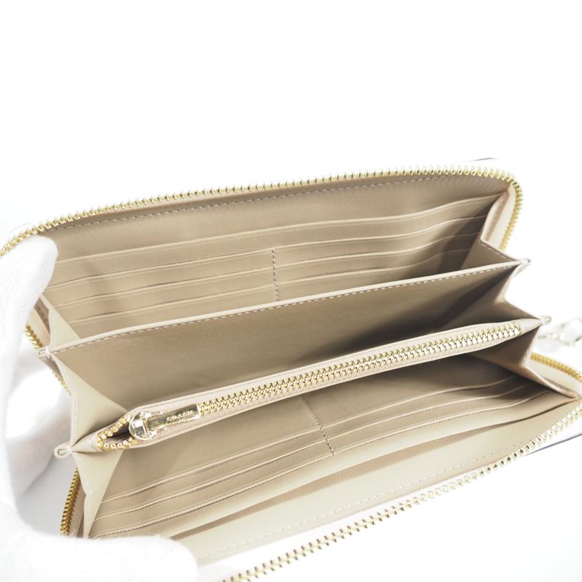 COACH コーチ/ラウンドファスナー長財布/ハニービー/白マルチ/C8675//Aランク/79