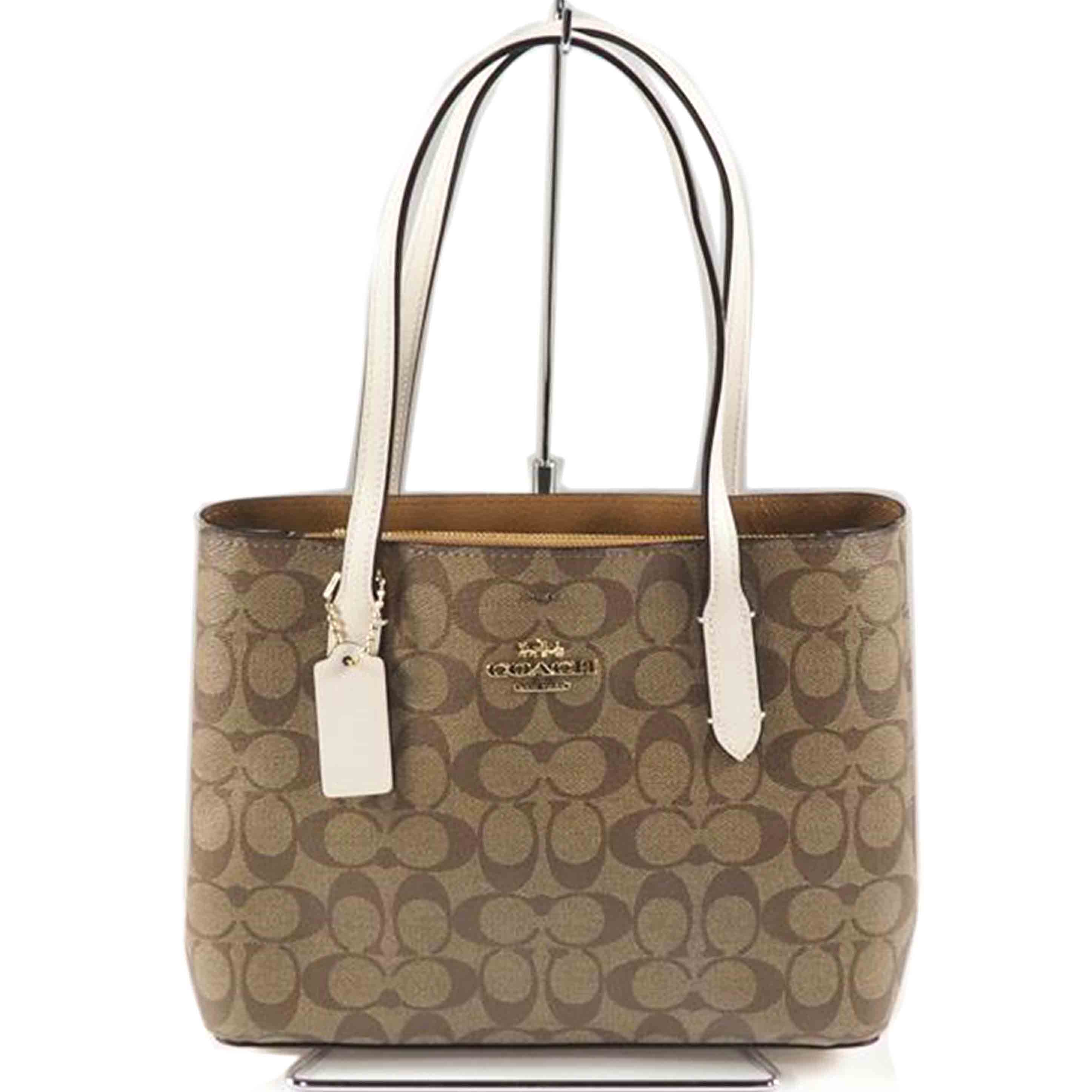 COACH コーチ/トートバッグ/シグネチャーミニアベニューキャリーオール/カーキx白/73293//Bランク/79